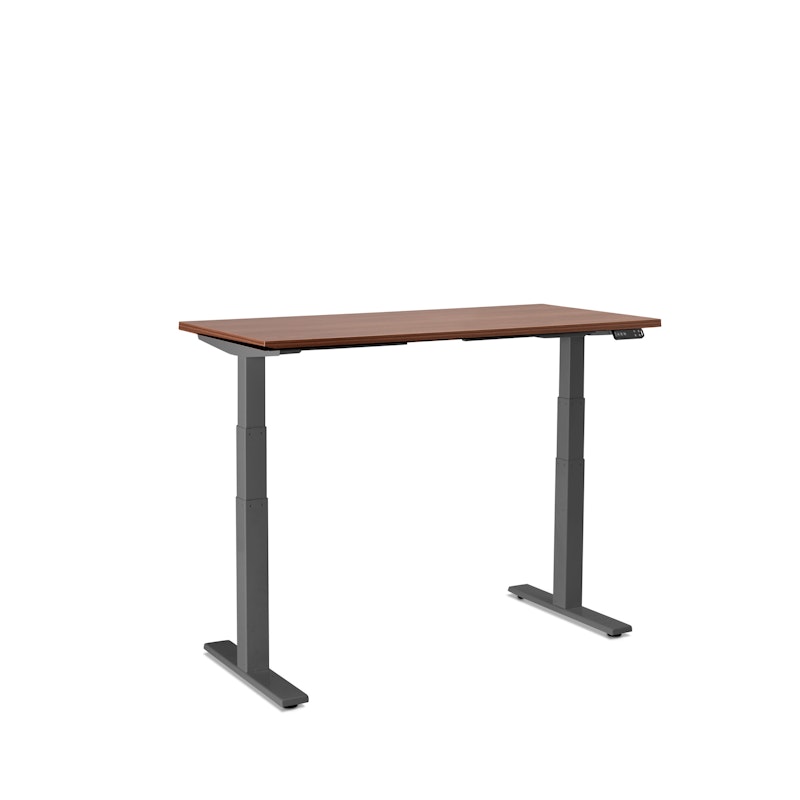 Series L Adjustable Height Single Desk, Walnut, 47", Charcoal Legs,Walnut,hi-res image number 2.0