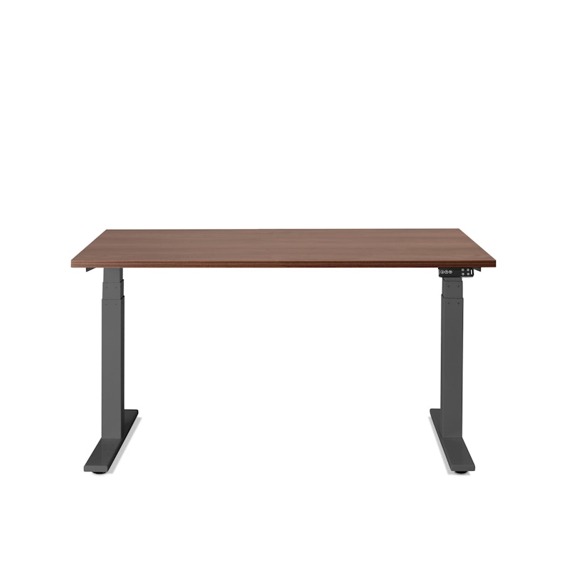 Series L Adjustable Height Single Desk, Walnut, 47", Charcoal Legs,Walnut,hi-res image number 2