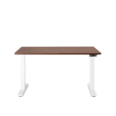 Series L Adjustable Height Single Desk, Walnut, 47", White Legs,Walnut,hi-res
