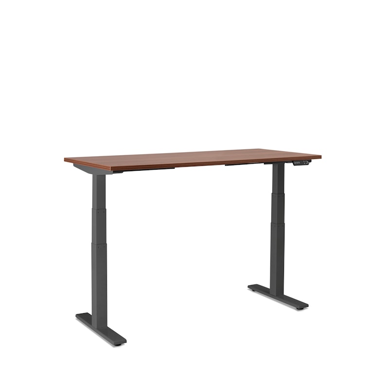 Series L Adjustable Height Single Desk, Walnut, 57", Charcoal Legs,Walnut,hi-res image number 2.0
