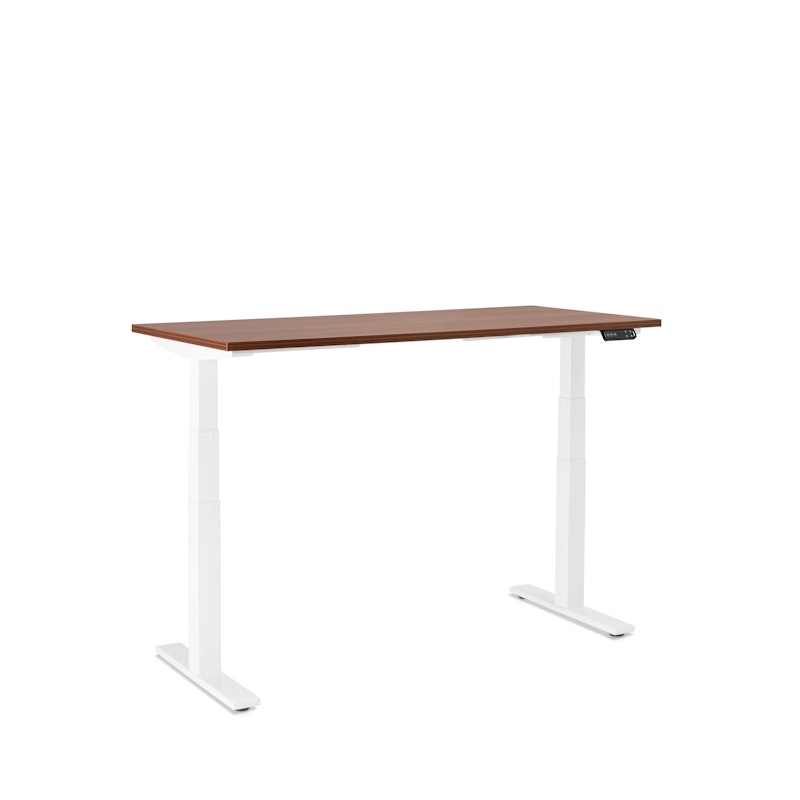 Series L Adjustable Height Single Desk, Walnut, 57", White Legs,Walnut,hi-res image number 2.0