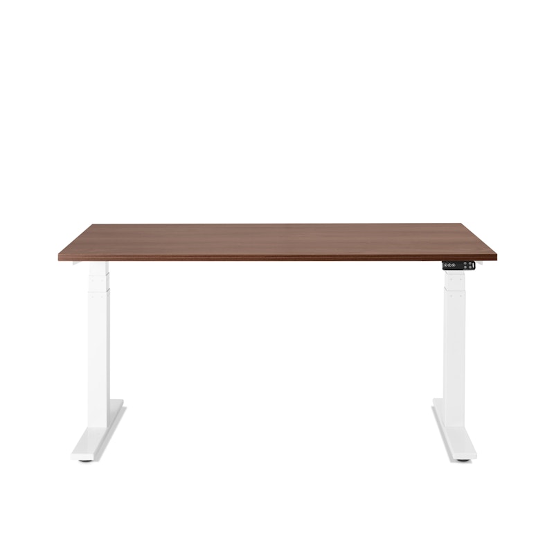 Series L Adjustable Height Single Desk, Walnut, 57", White Legs,Walnut,hi-res image number 1.0