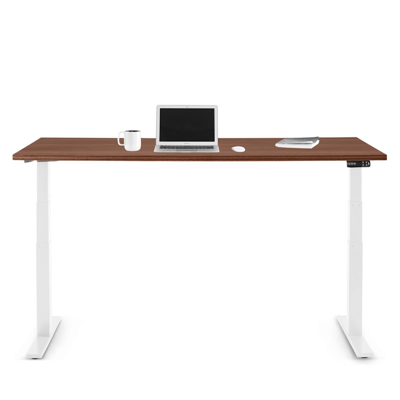 Series L Adjustable Height Single Desk, Walnut, 72", White Legs,Walnut,hi-res image number 0.0
