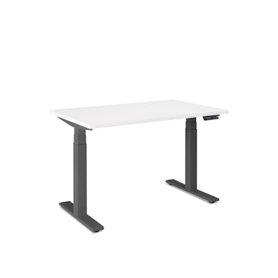 Series L Adjustable Height Single Desk, White, 47", Charcoal Legs