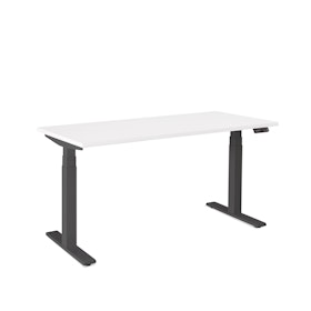 Series L Adjustable Height Single Desk, White, 57", Charcoal Legs