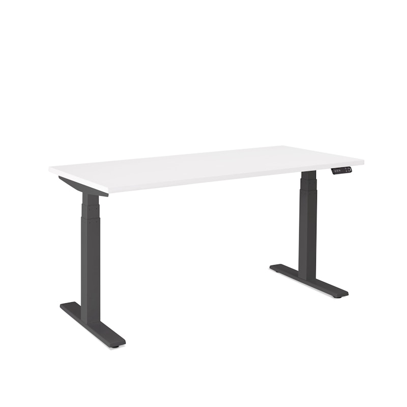 Series L Adjustable Height Single Desk, White, 57", Charcoal Legs,White,hi-res image number 1