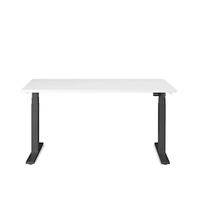Series L Adjustable Height Single Desk, White, 57", Charcoal Legs