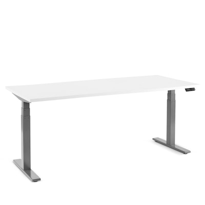 Series L Adjustable Height Single Desk, White, 72", Charcoal Legs,White Series L Adjustable Height Single Desk, White, 72", Charcoal Legs