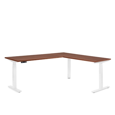 Series L  Adjustable Height Corner Desk with White Legs, Right Handed