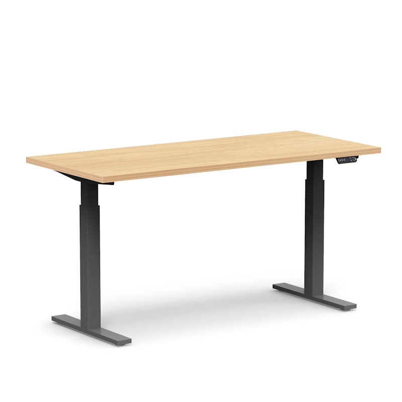Series L Adjustable Height Single Desk, Natural Oak, 60", Charcoal Legs,Natural Oak,hi-res image number 0.0