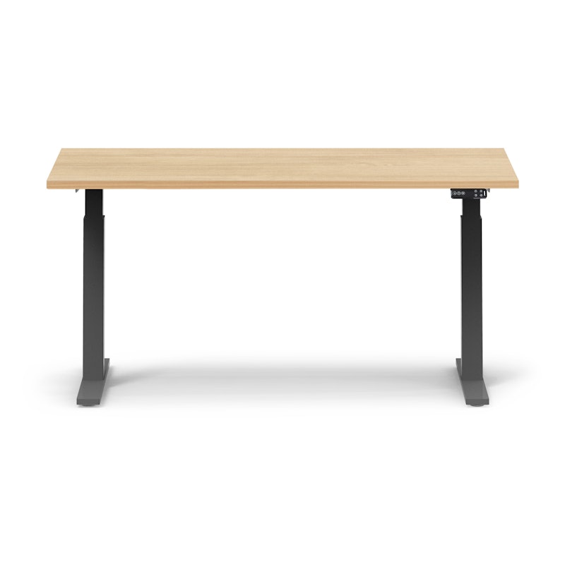 Series L Adjustable Height Single Desk, Natural Oak, 60", Charcoal Legs,Natural Oak,hi-res image number 2