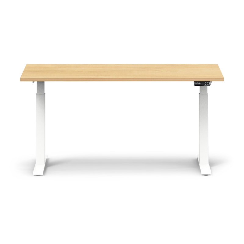 Series L Adjustable Height Single Desk, Natural Oak, 60", White Legs,Natural Oak,hi-res image number 1.0