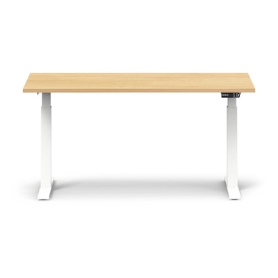 Series L Adjustable Height Single Desk, Natural Oak, 60", White Legs,Natural Oak,hi-res