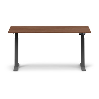 Series L Adjustable Height Single Desk, Walnut, 60", Charcoal Legs,Walnut,hi-res