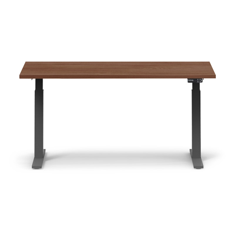 Series L Adjustable Height Single Desk, Walnut, 60", Charcoal Legs,Walnut,hi-res image number 1.0
