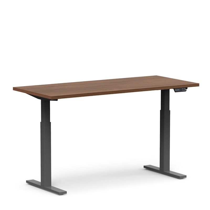 Series L Adjustable Height Single Desk, Walnut, 60", Charcoal Legs,Walnut,hi-res image number 2.0