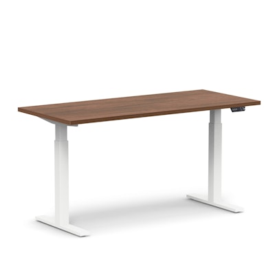 Series L Adjustable Height Single Desk, Walnut, 60", White Legs