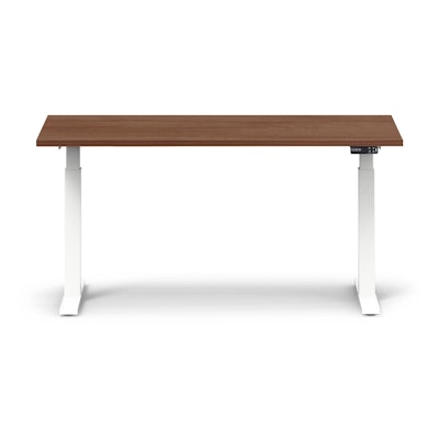 Series L Adjustable Height Single Desk, Walnut, 60", White Legs,Walnut,hi-res
