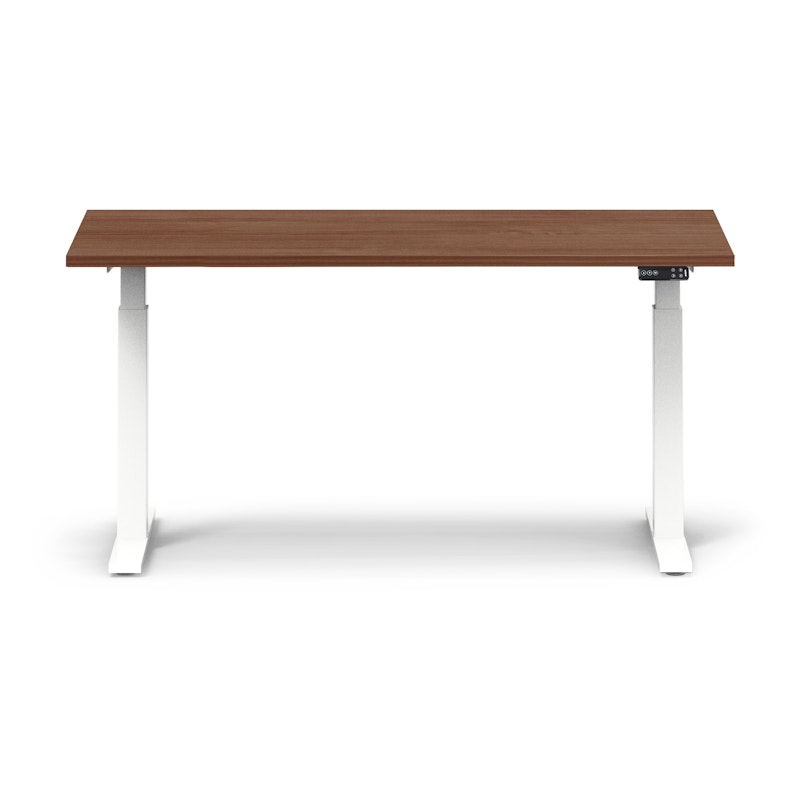 Series L Adjustable Height Single Desk, Walnut, 60", White Legs,Walnut,hi-res image number 1.0