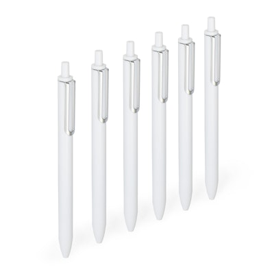 White Retractable Gel Luxe Pens, Set of 12