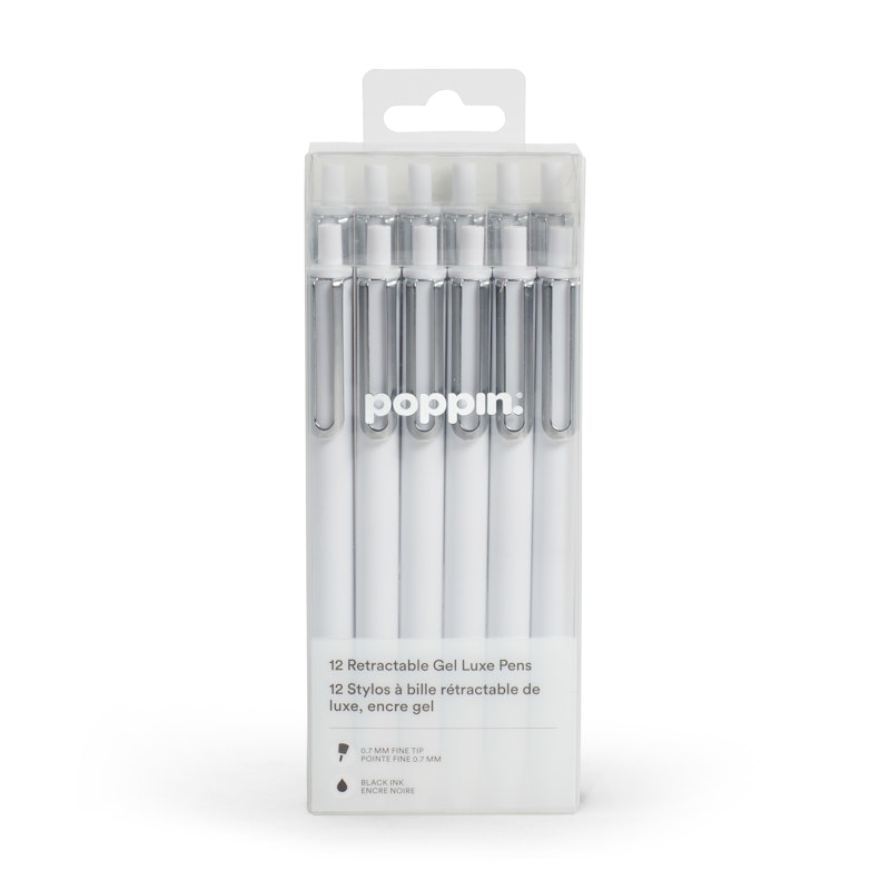 Poppin Luxe Gel Pen Retractable Fine 0.7 mm Black Ink Assorted Barrel Colors Dozen