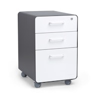 Charcoal + White Stow 3-Drawer File Cabinet, Rolling,White,hi-res