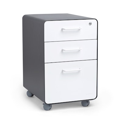 Charcoal + White Stow 3-Drawer File Cabinet, Rolling