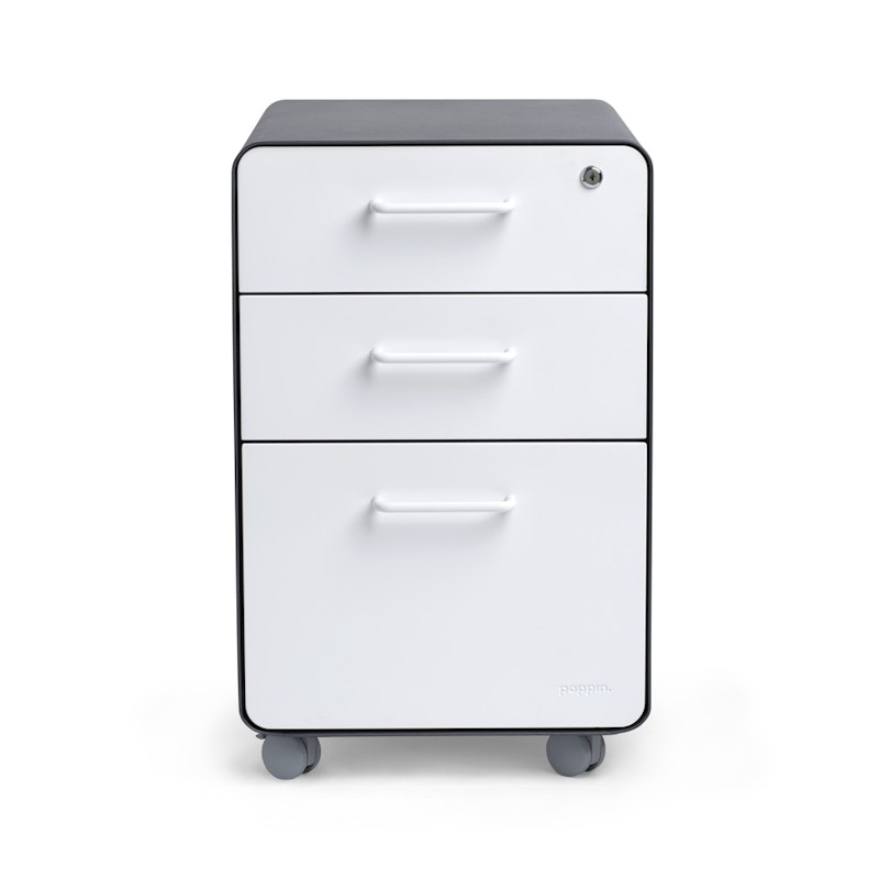 Charcoal + White Stow 3-Drawer File Cabinet, Rolling,White,hi-res image number 5