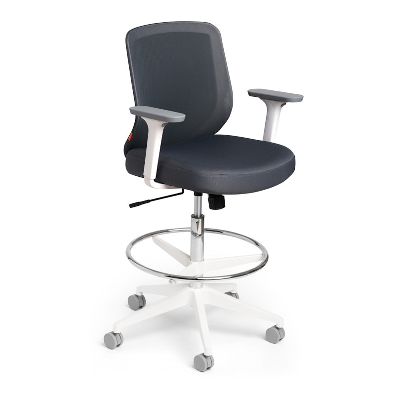 Dark Gray Max Drafting Chair, Mid Back, White Frame,Dark Gray,hi-res image number 1