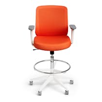 Orange Max Drafting Chair Mid Back White Frame Modern Office