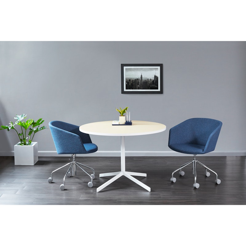 White Touchpoint Meeting Table, 42", Charcoal Legs,White,hi-res image number 1.0