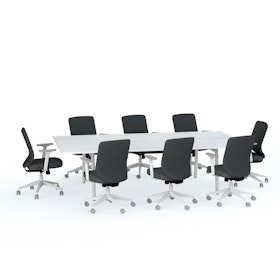 Ping-Pong Conference Table + 8 Mid Back Task Chairs, Dark Gray,Dark Gray,hi-res