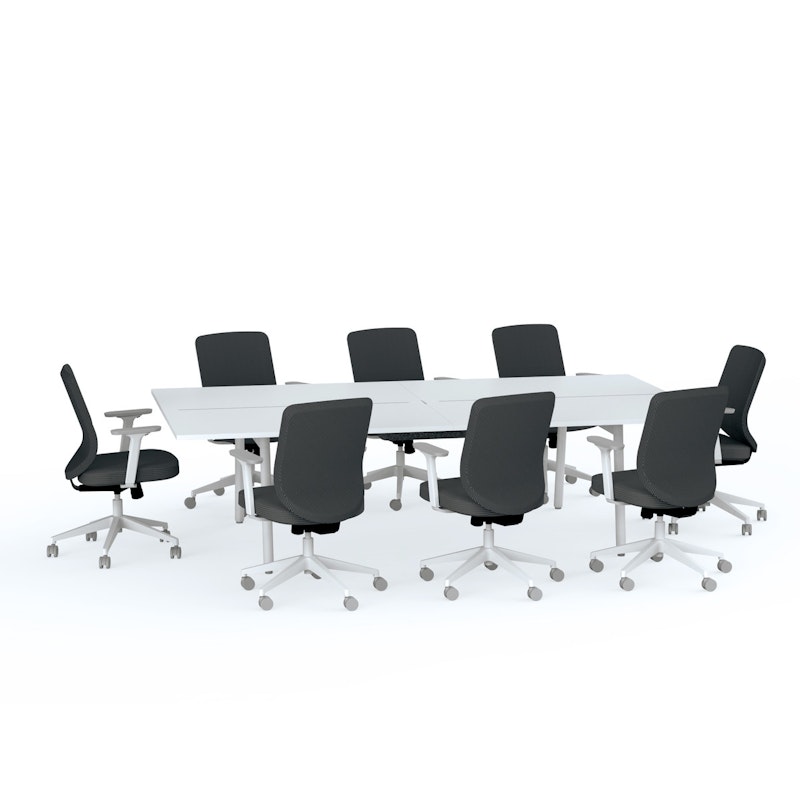 Ping-Pong Conference Table + 8 Mid Back Task Chairs, Dark Gray,Dark Gray,hi-res image number 0.0