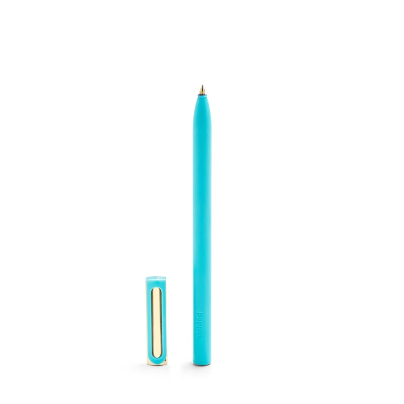Aqua + Gold Tip-Top Rollerball Pens w/ Blue Ink, Set of 2,Aqua,hi-res image number 3