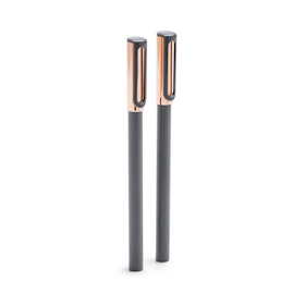 Dark Gray + Copper Tip-Top Rollerball Pens w/ Black Ink, Set of 2