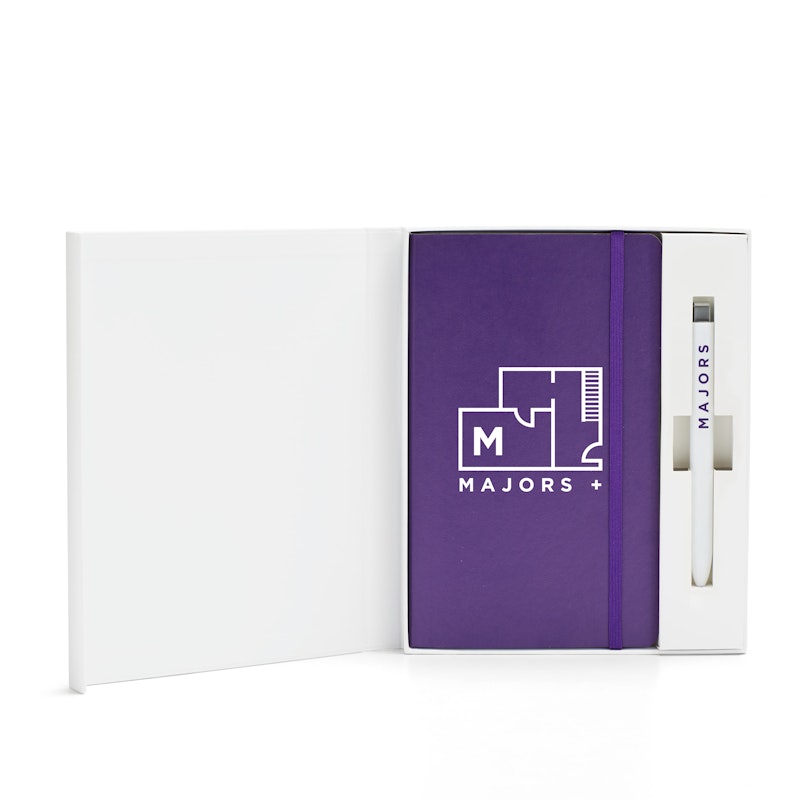 Custom Purple Soft Cover Gift Box Set, White Flat Top Pen,,hi-res image number 0.0