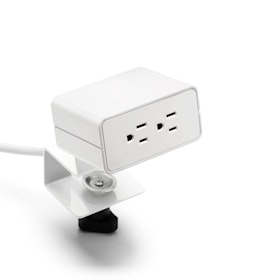 White Omni 2-Power Outlet with Desk Edge and Undersurface Mounting Bracket,,hi-res