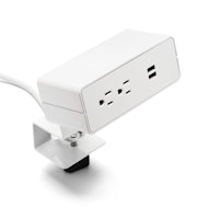 White Omni 2 Power + 2 USB Port Outlet with Edge Mount Bracket,,hi-res