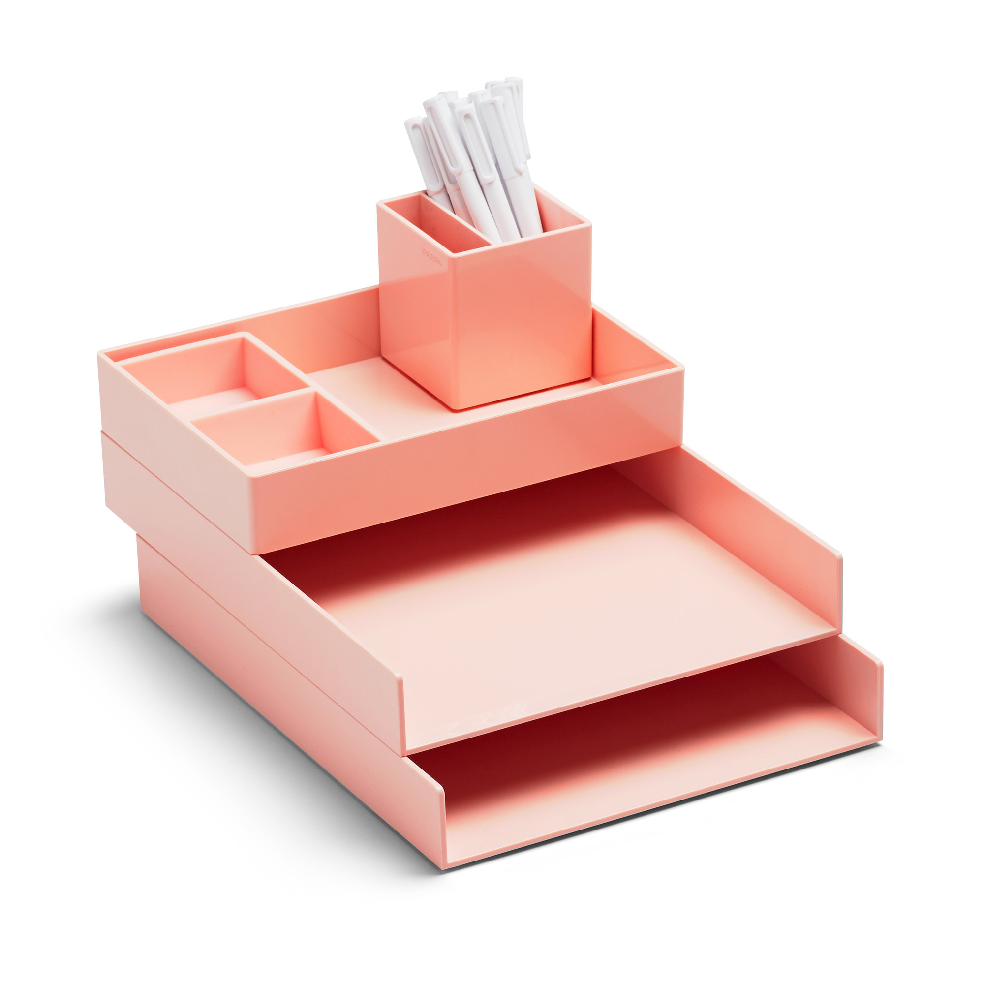 Blush Super Stacked Desktop Accessories Organization Poppin