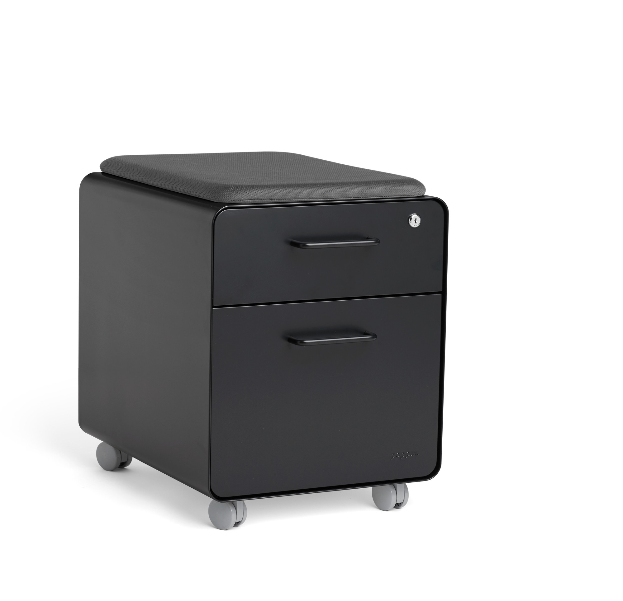 Black Mini Stow 2 Drawer File Cabinet Rolling 2 Drawer File