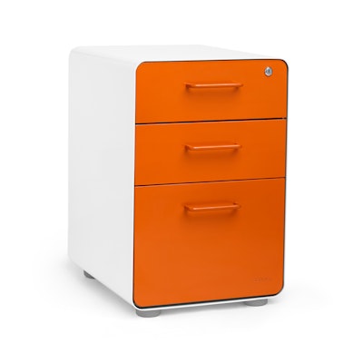 White + Orange Stow 3-Drawer File Cabinet