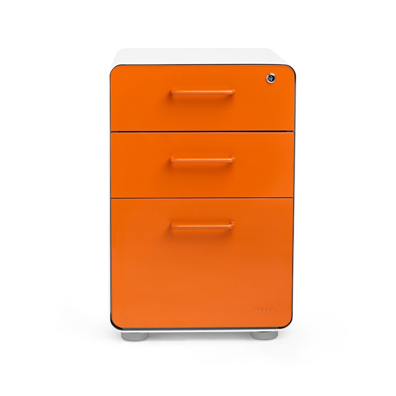 White + Orange Stow 3-Drawer File Cabinet,Orange,hi-res image number 5.0