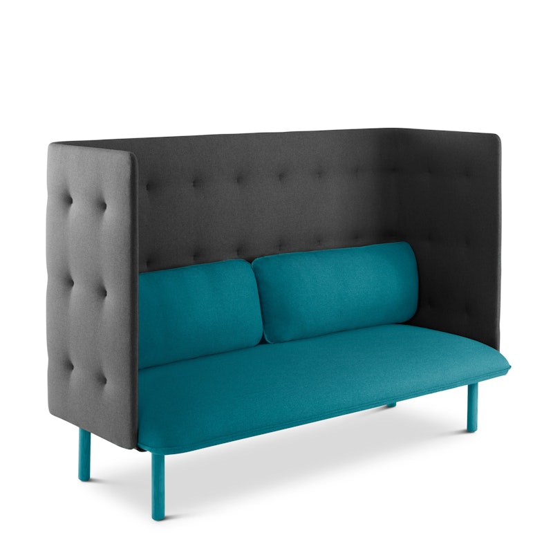 Teal + Dark Gray QT Privacy Lounge Sofa,Teal,hi-res image number 0.0