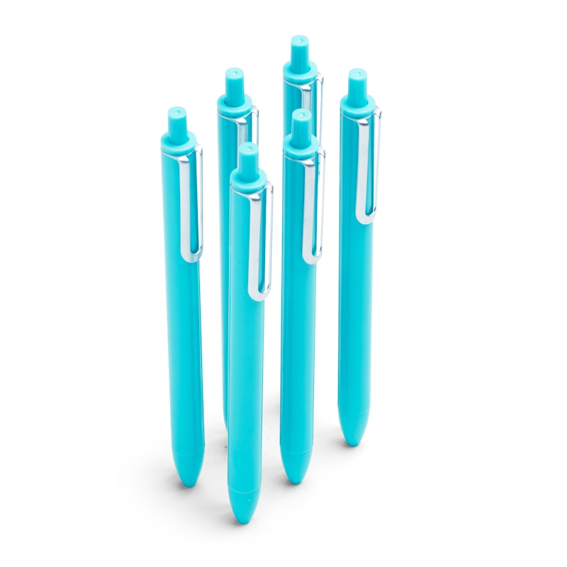 Aqua Retractable Gel Luxe Pens w/ Blue Ink, Set of 6,Aqua,hi-res image number 0.0