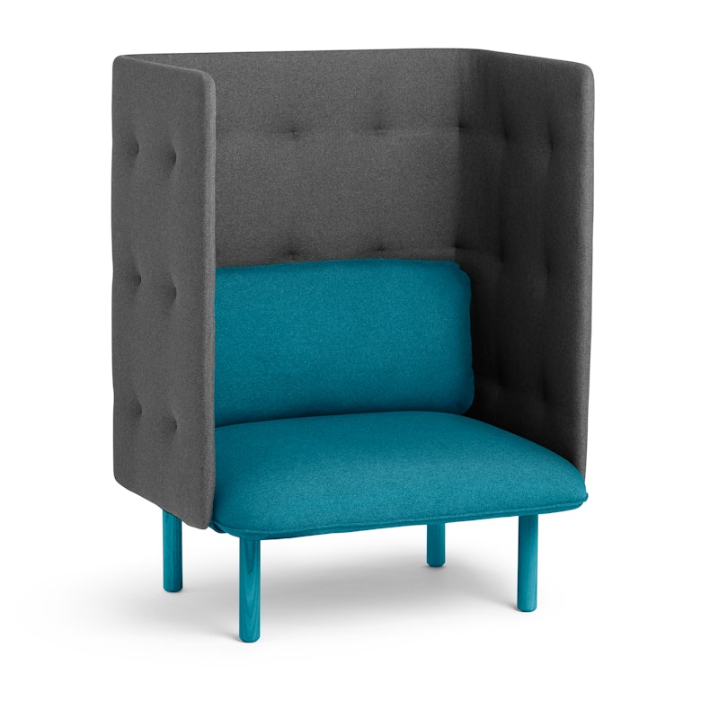 Teal + Dark Gray QT Privacy Lounge Chair,Teal,hi-res image number 0.0
