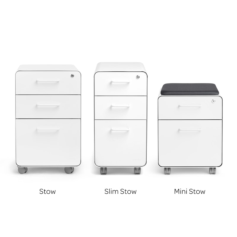 White Slim Stow 3-Drawer File Cabinet,White,hi-res image number 7