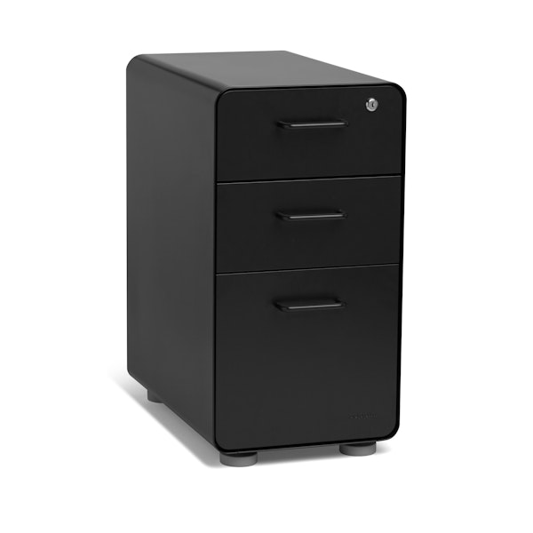 Black Slim Stow 3-Drawer File Cabinet,Black,hi-res