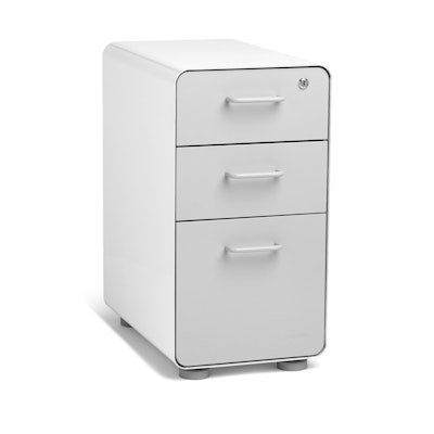 White + Light Gray Slim Stow 3-Drawer File Cabinet