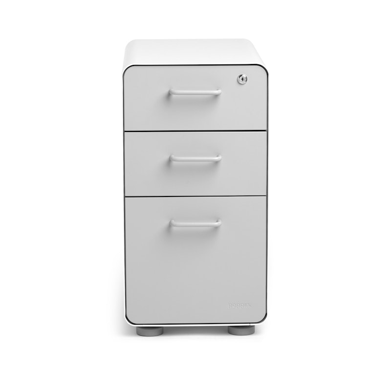 White + Light Gray Slim Stow 3-Drawer File Cabinet,Light Gray,hi-res image number 3