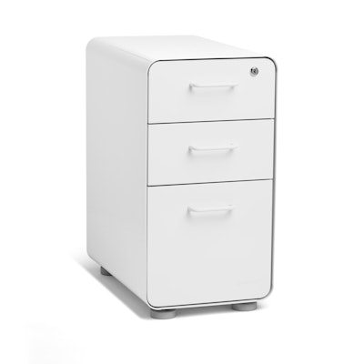 White Slim Stow 3-Drawer File Cabinet